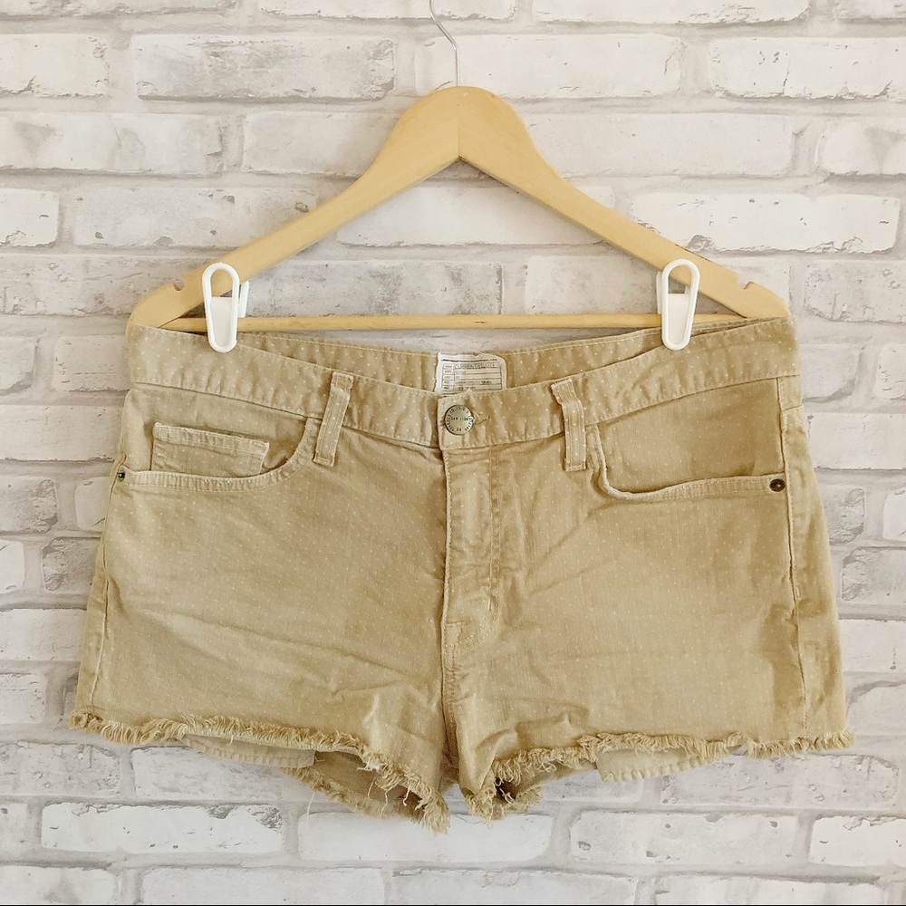 Current/Elliott Boyfriend Swiss Polka Dots Khaki Jean Mid Rise Shorts 30